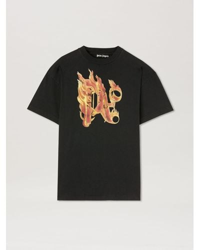 Palm Angels Burning モノグラム Tシャツ - ブラック