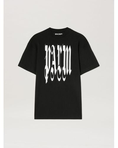 Palm Angels ゴシック ロゴ Tシャツ - ブラック