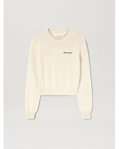 Palm Angels Logo Cotton Sweater - Natural