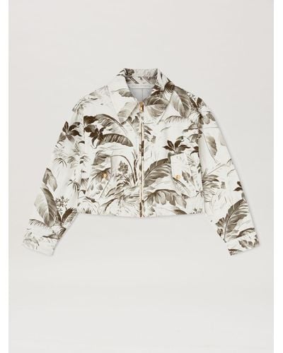 Palm Angels Jungle Print Crop Jacket - White