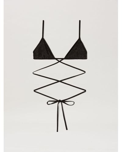 Palm Angels Lurex Triangle Bikini Top - Black
