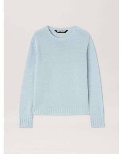 Palm Angels Curved Logo Sweater - Blue
