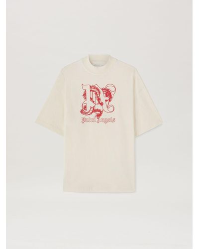 Palm Angels T-Shirt Loose With Dragon - Pink
