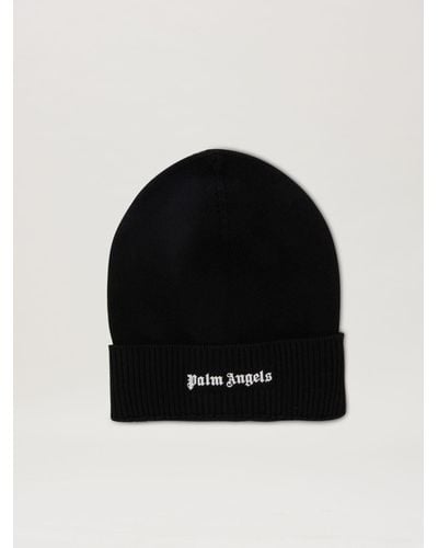 Palm Angels Logo-lettering Knitted Beanie - Black