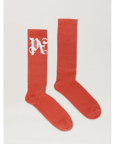 Palm Angels Monogram Socks - Red