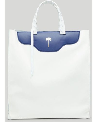 Palm Angels Leather Shopper - White