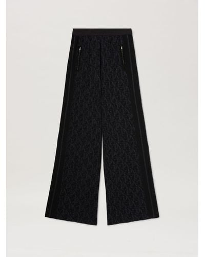 Palm Angels Monogram Jaquard Knit Wide Trousers - Black