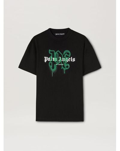 Palm Angels Monogram Spray City T-shirt Milano - Black