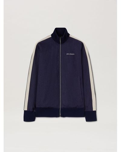 Palm Angels Logo Linen Track Jacket - Blue