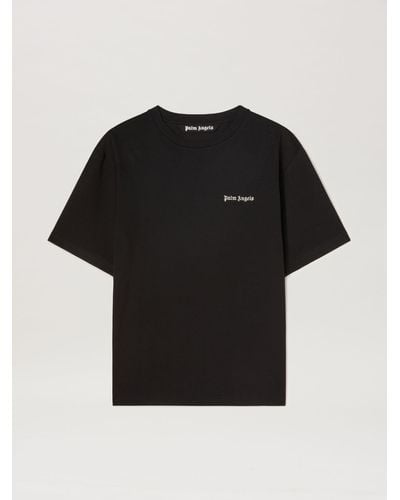 Palm Angels Logo-embroidered Cotton T-shirt - Black