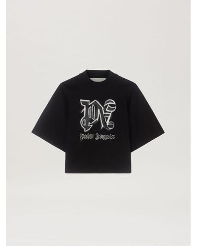 Palm Angels Hyper Monogram Crop T-Shirt - Black