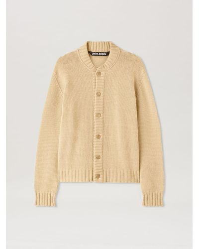 Palm Angels Curved Logo Cardigan - Natural