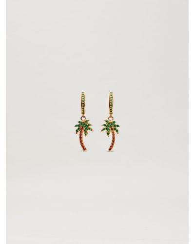 Palm Angels Palm Strass Hoop Earrings - Natural