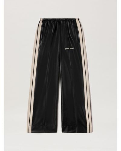 Palm Angels Leather Effect Loose Track Pants - Black