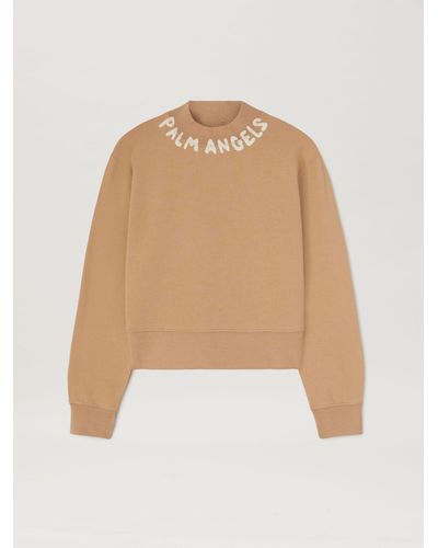 Palm Angels Logo Sweatshirts - Natural