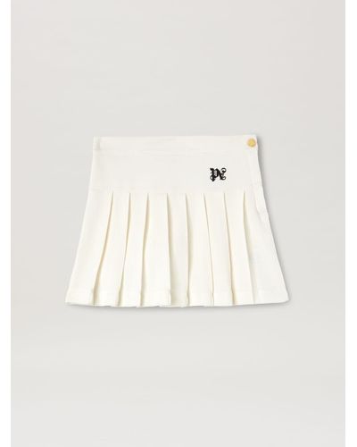 Palm Angels Monogram Pleated Skirt - Natural