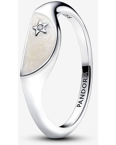 PANDORA Me Halved Enamel Signet Ring - White