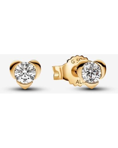 PANDORA Talisman 14k Gold Lab-grown Diamond Heart Earrings - Metallic