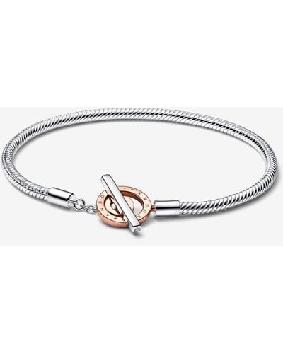 PANDORA Moments Sparkling Infinity Heart Clasp Snake Chain Bracelet - Metallic