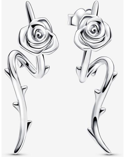 PANDORA Rose In Bloom Curved Stud Earrings - White