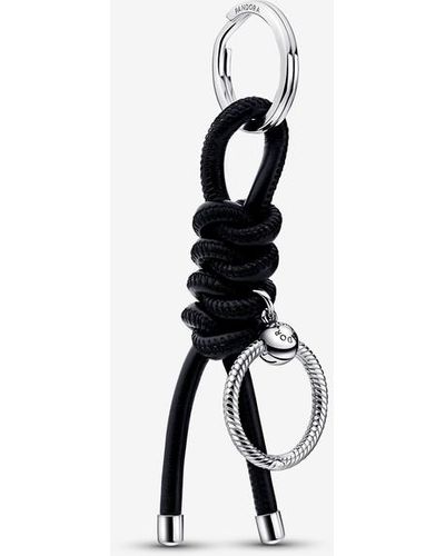 PANDORA Moments Leather-free Fabric Bedel Sleutelhanger - Zwart