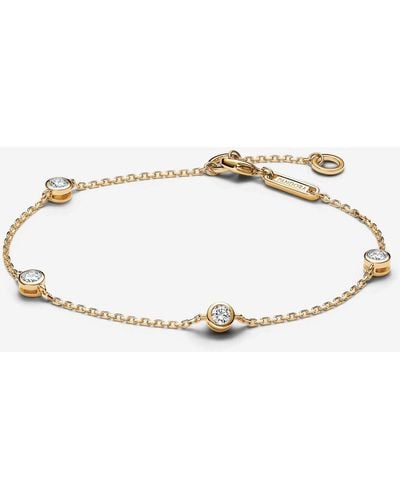 PANDORA Era Bezel 14k Gold Lab-grown Diamond Station Chain Bracelet - Metallic