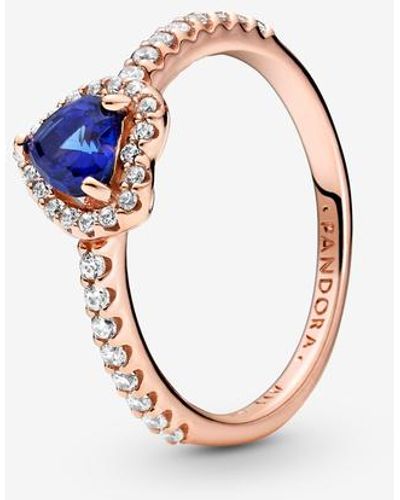 PANDORA Sparkling Blue Elevated Heart Ring - Blauw