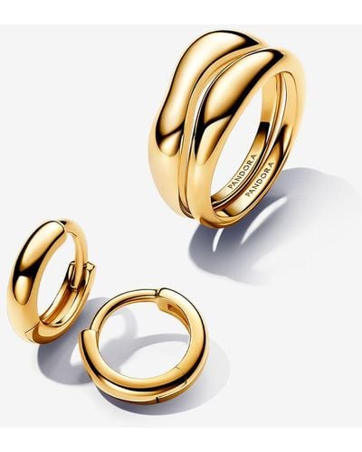 PANDORA Essence 14k Gold-plated Round Hoop Earring Gift Set - Metallic