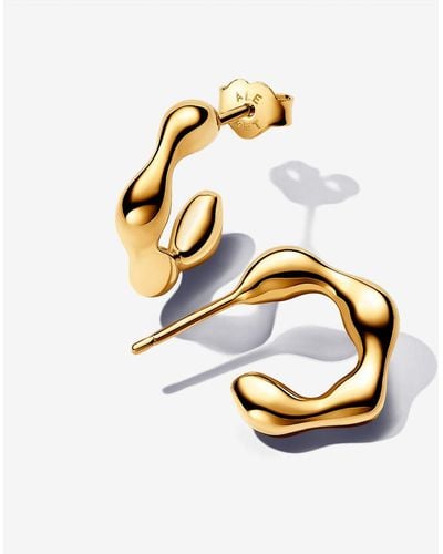 PANDORA Organically Shaped Open Hoop Earrings - Metallic