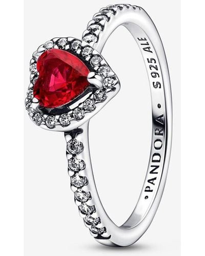 PANDORA Elevated Red Heart Ring