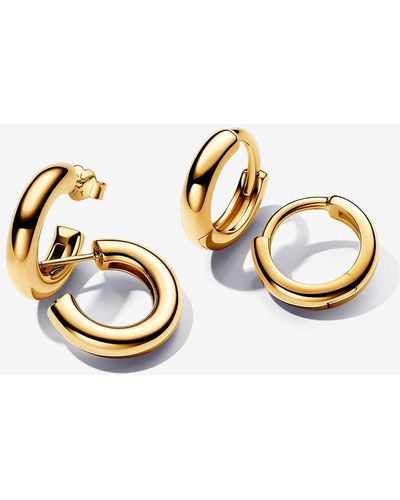 PANDORA Essence 14k Gold-plated Round Hoop Earring Gift Set - Metallic
