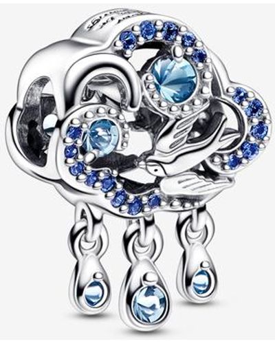 PANDORA Wolke & Schwalbe Charm aus Sterling-Silber mit Cubic Zirkonia in der Farbe Silber-Blau