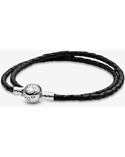 PANDORA Moments 14k Rose Gold-plated Snake Chain Bracelet For Charms - Black