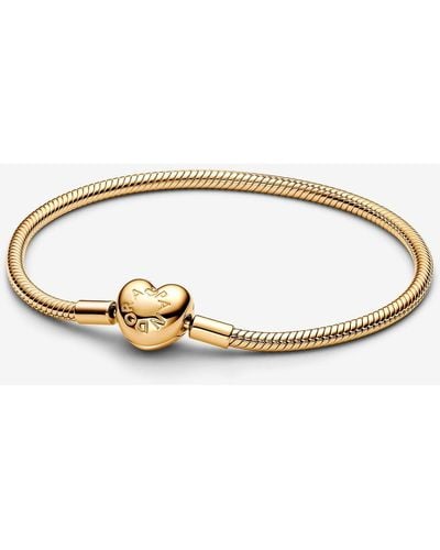 PANDORA Moments Heart Clasp Snake Chain Bracelet - Metallic
