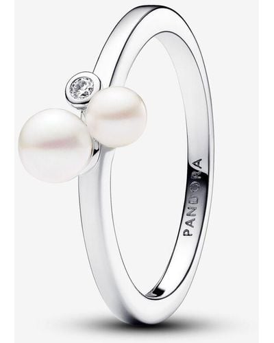 PANDORA Duo Treated Freshwater Cultured Pearls Ring - White