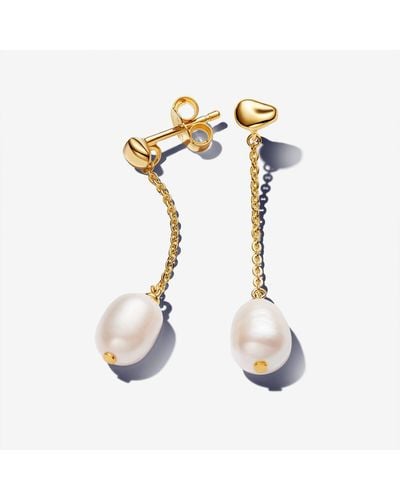 PANDORA Treated Freshwater Cultured Pearl Drop Earrings - Metallic