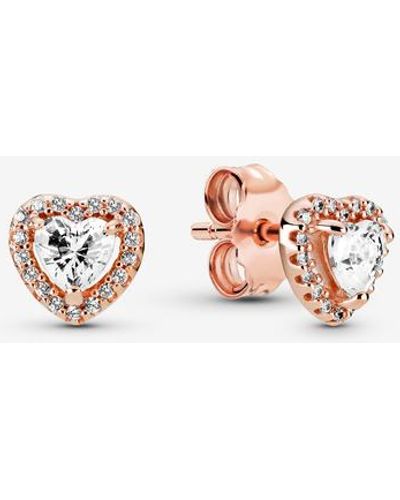 PANDORA Sparkling Elevated Heart Stud Earrings - Roze