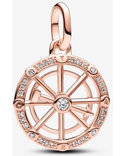 PANDORA Moments Aufklappbares & Gravierbares Liebesmedaillon Charm-Anhänger aus Sterling Silber mit rosévergoldeter Metalllegierung - Pink