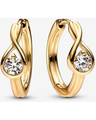PANDORA Infinite 14k Gold Lab-grown Diamond Hoop Earrings - Metallic