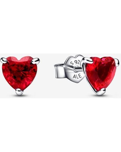 PANDORA Red Heart Stud Earrings