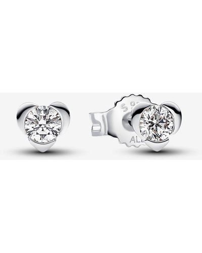 PANDORA Talisman Sterling Silver Lab-grown Diamond Heart Earrings - White