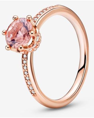 PANDORA Paarse Glinsterende Kroon Solitaire-ring - Roze