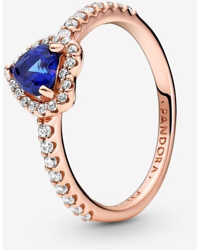 PANDORA Sparkling Blue Elevated Heart Ring