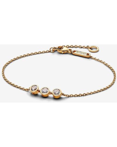 PANDORA Era Bezel Triple Lab-grown Diamond Chain Bracelet 0.45 Carat Tw 14k Gold - Metallic