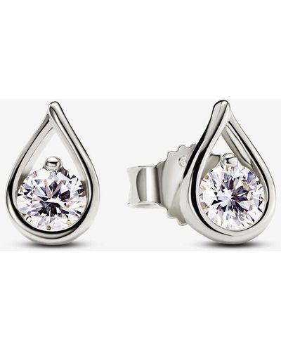 PANDORA Infinite Sterling Silver Lab-grown Diamond Earrings - Metallic
