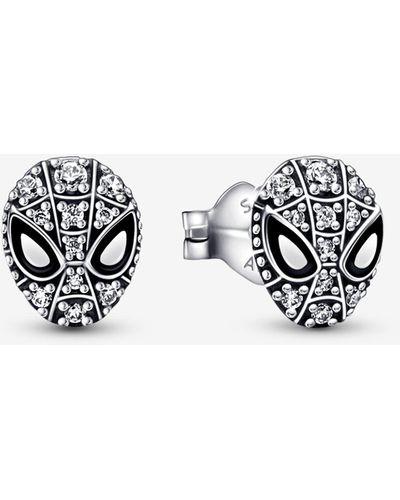 PANDORA Marvel Spider-man Mask Pavé Stud Earrings - White