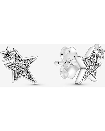 PANDORA Sparkling Asymmetric Stars Stud Earrings - Metallic