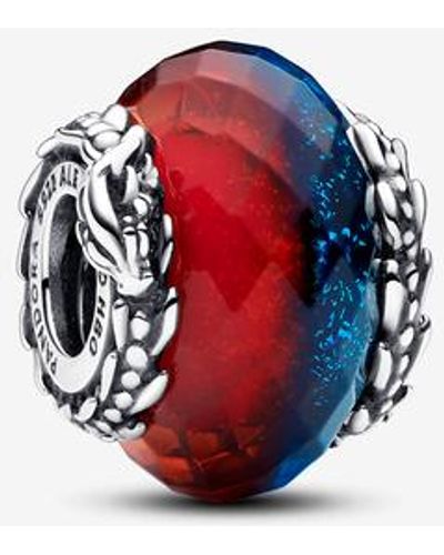 PANDORA X Game of Thrones Eis & Feuer Drachen Doppeltes Murano-Glas Charm aus Sterling Silber mit Emaille - Rot