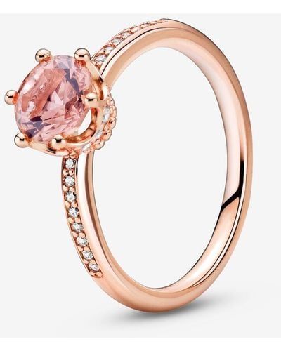 PANDORA Pink Sparkling Crown Solitaire Ring