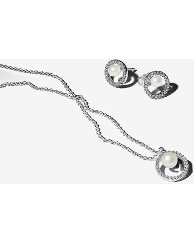 PANDORA Treated Freshwater Cultured Pearl & Pavé Gift Set - White